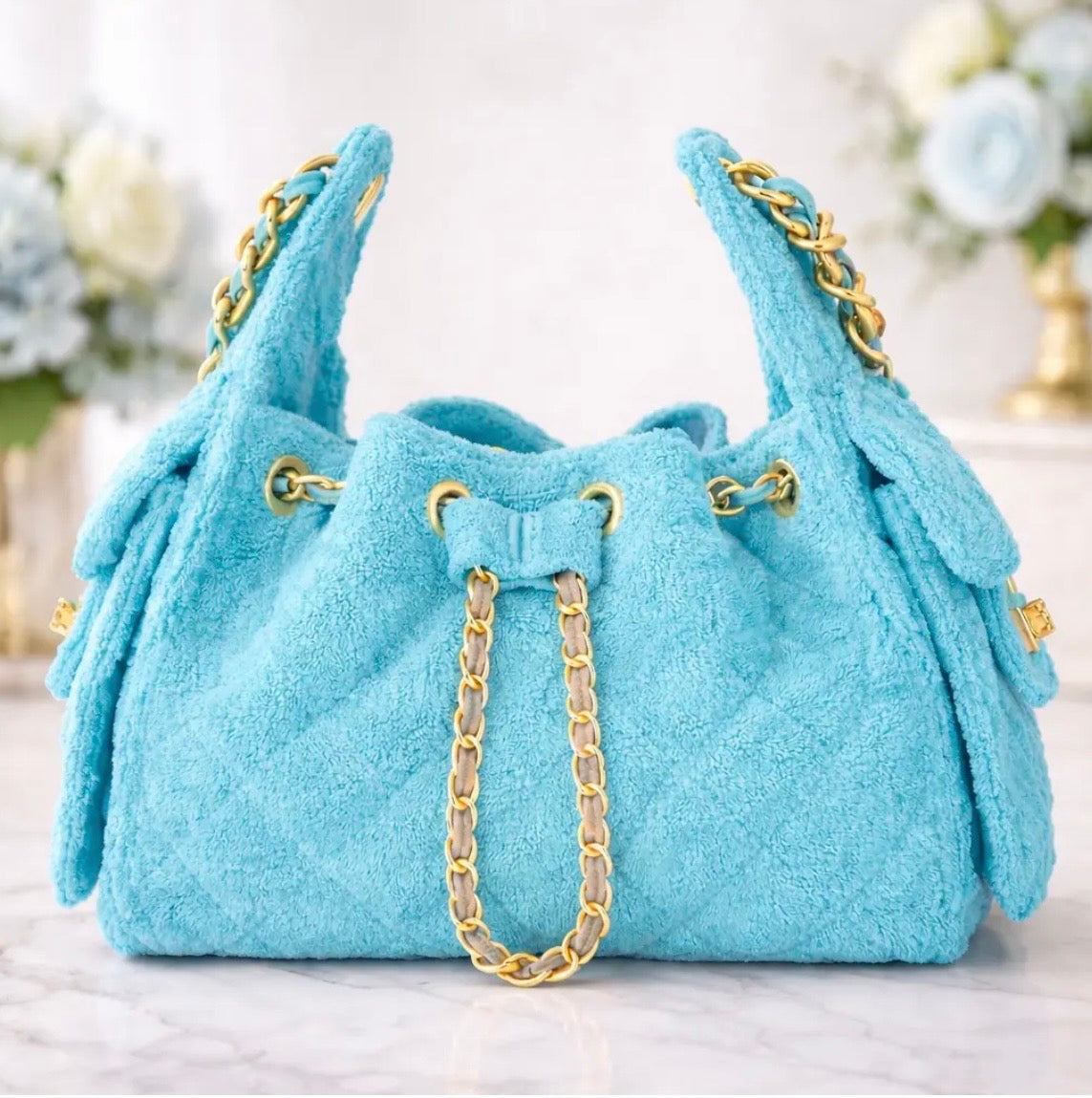 Cedriné Paris Saphire Blue Terry Bucket Bag